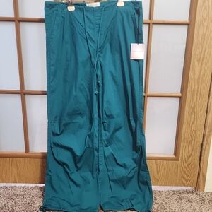 Happily Grey Teal Wide-Leg Parachute  Pants Drawsting Waist And Ankles